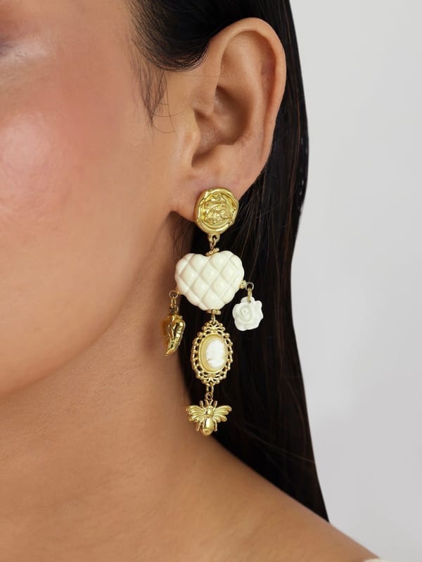 Golden Rose Cameo Earrings — Amossh