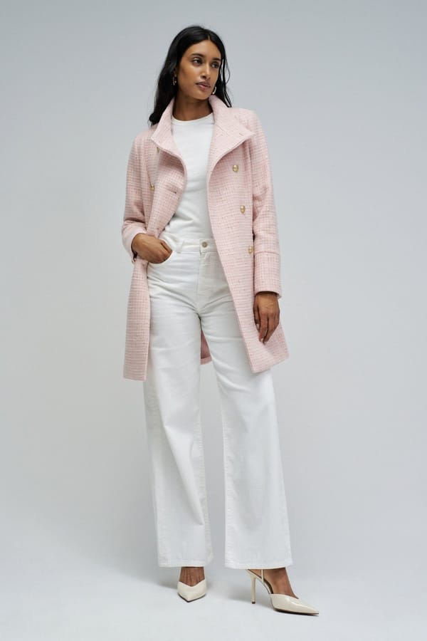 Light Pink Longline Double-Breasted Coat — SALSA JEANS