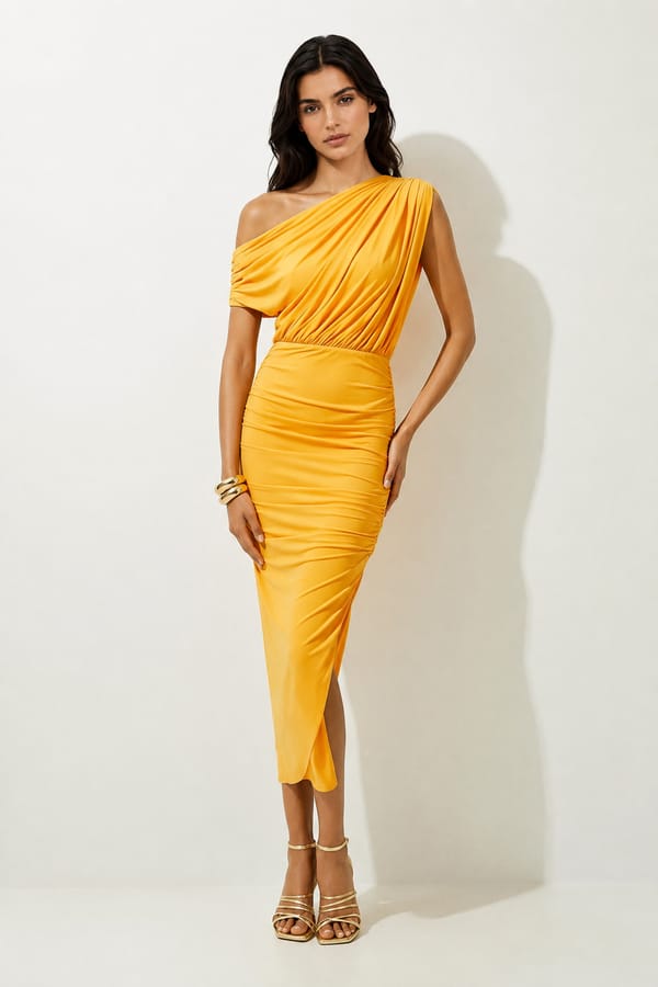 Jersey Crepe Asymmetric Neckline Maxi Dress — KAREN MILLEN
