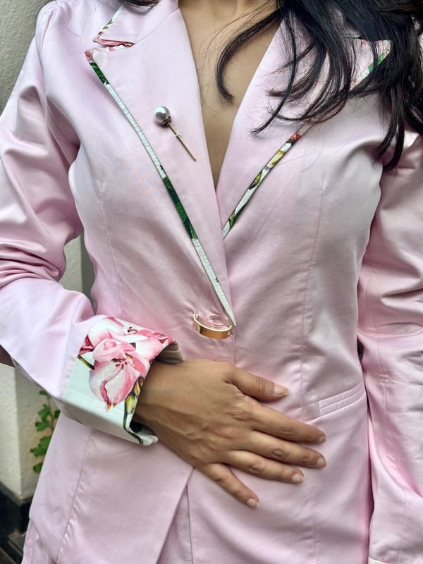 Blush Pink Cotton Satin Blazer-Style Maxi Dress — Sage by Mala