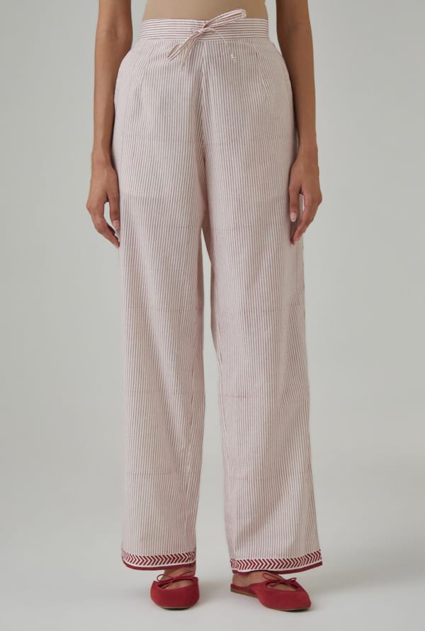 Cotton Straight Pants With All-Over Print — Upavita