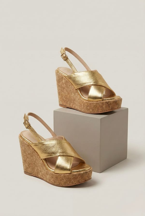 Luxe Gold Cork Wedge — Reyna