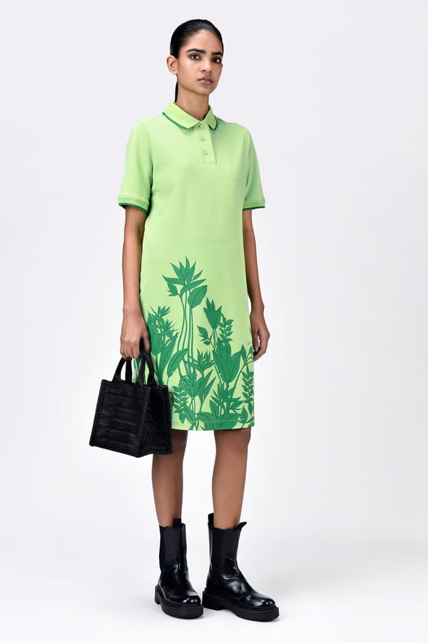 Mint Green Tropical Print Polo Dress — Genes Lecoanet Hemant
