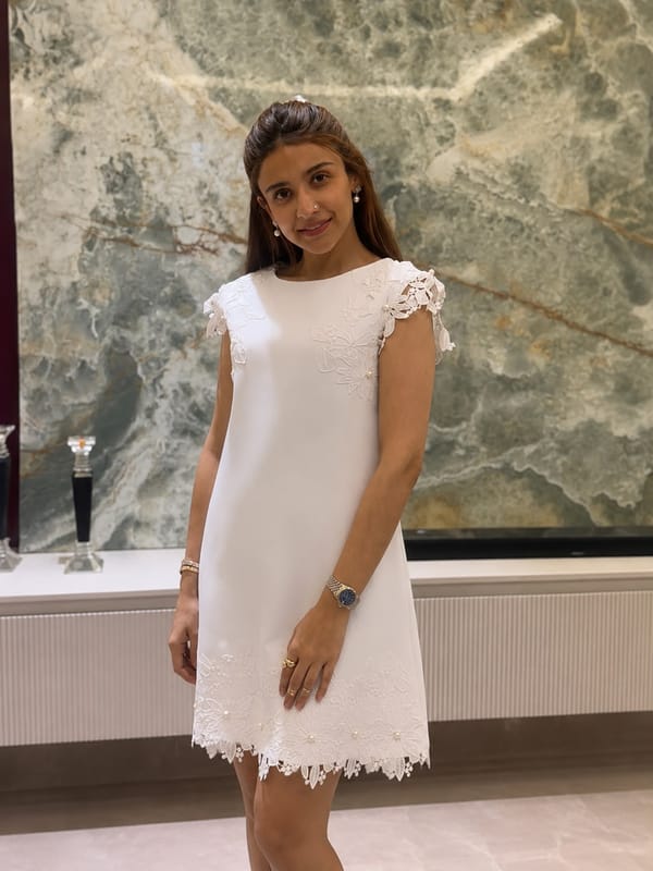 White Floral Applique Dress — ANYSA