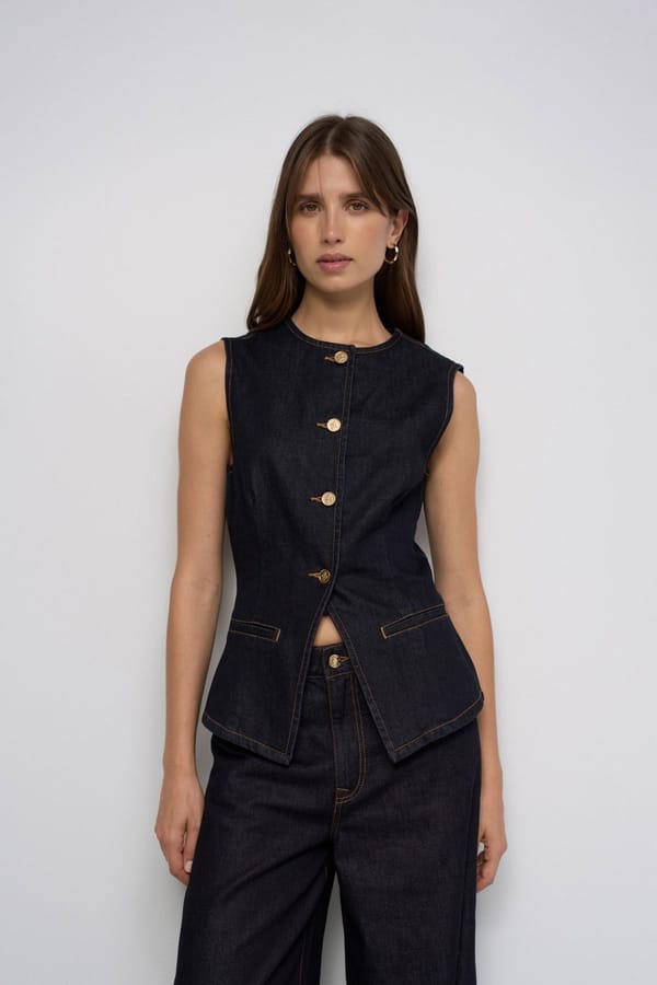Denim Vest W/ Pocket Details — SALSA JEANS