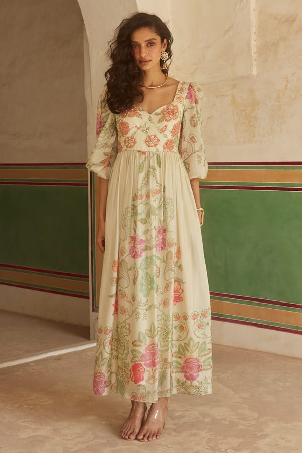 Ivory Embroidered Dress — Paulmi and Harsh