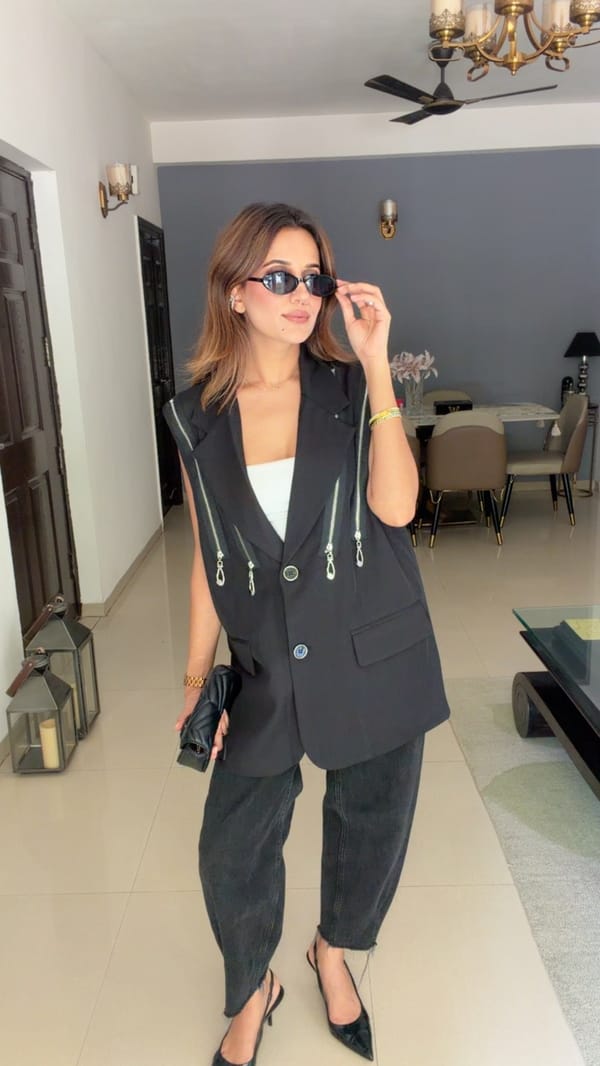 Zip-Up Blazer Waistcoat — CLOSET AFFAIR