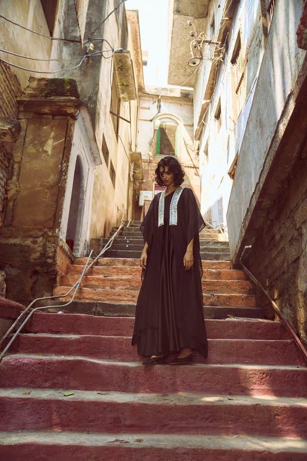 Black Organza Cape with Embellished Neckline — Dash and Dot