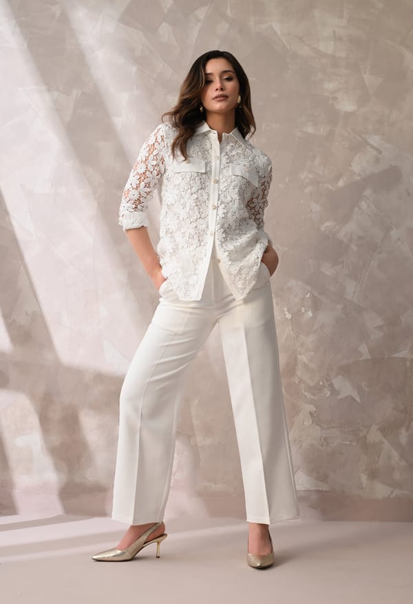 White Lace Shirt & Trouser Set — ANYSA