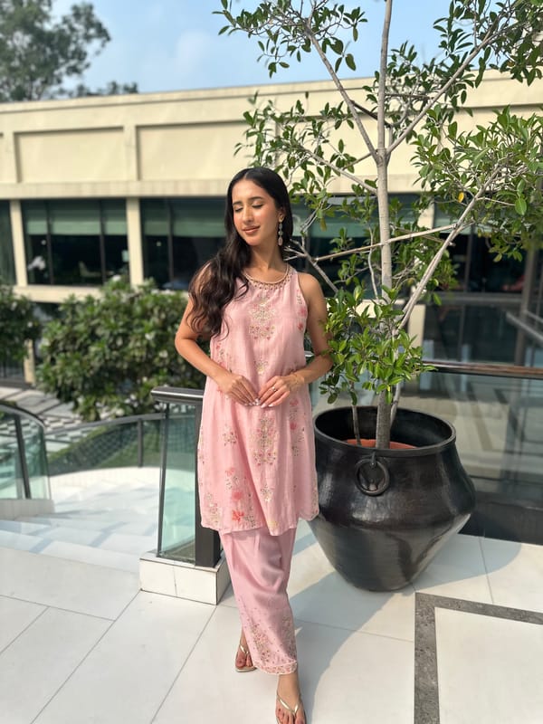 Pearl Pink A-line Salwar Set — KAPAAS