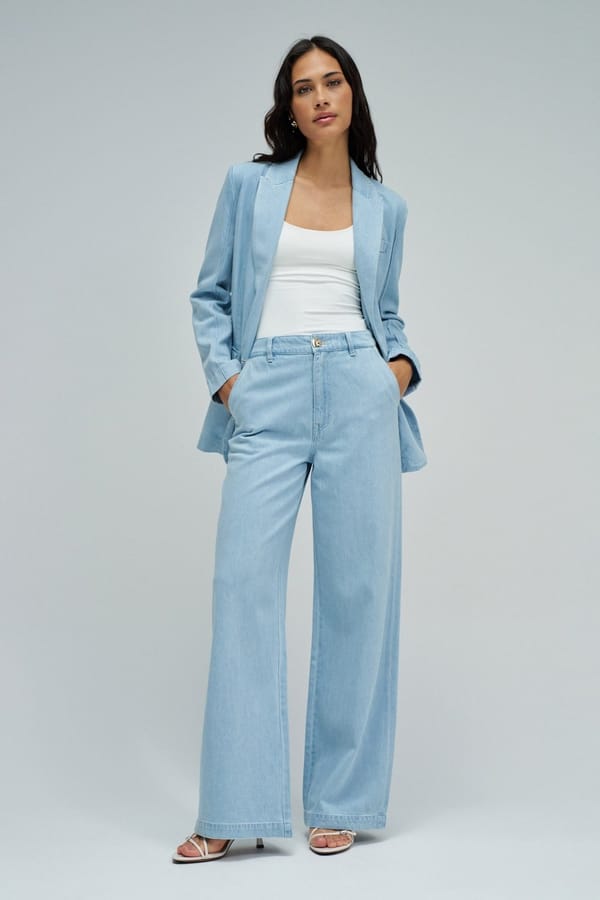 Light Blue High-Rise Wide-Leg Trousers — SALSA JEANS