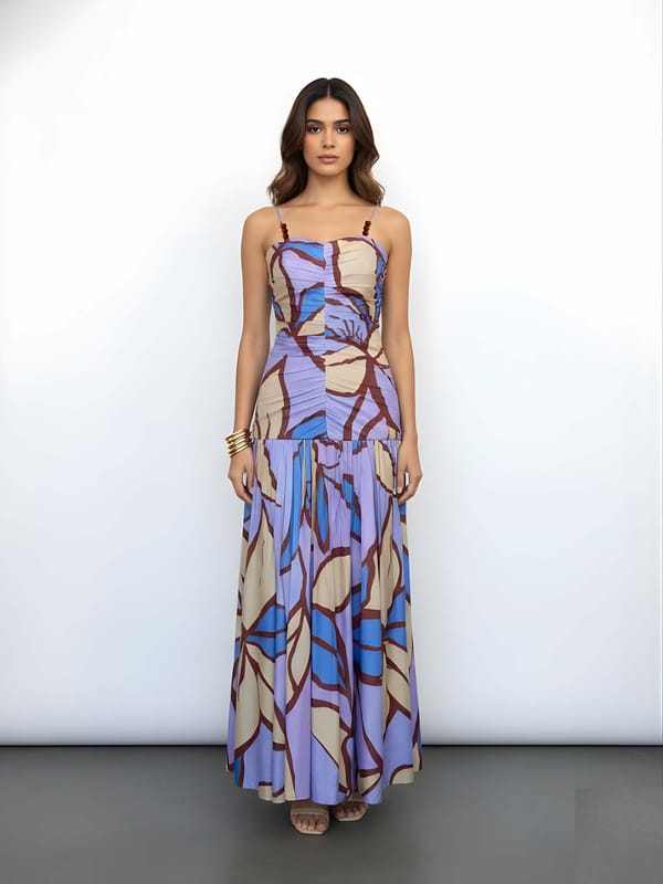 Floret Printed Strappy Maxi Dress — POPPI