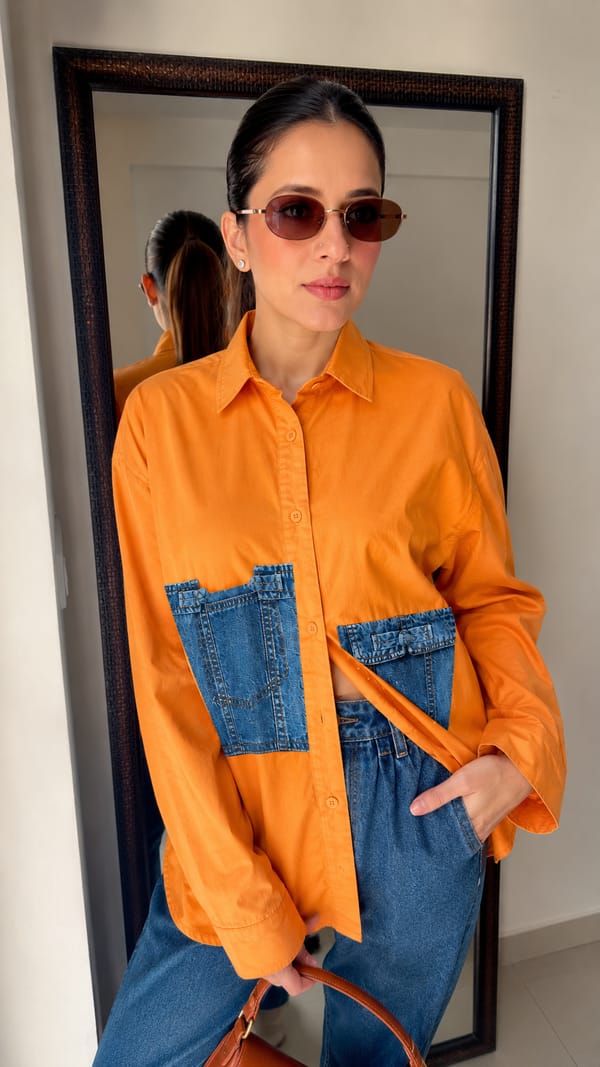Poplin Denim Patch Shirt — CLOSET AFFAIR