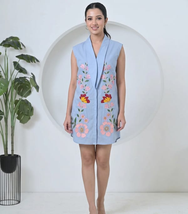Multi-Colour Floral Tie-Up Sleeveless Dress — RUCHIKA MALLIKA LABEL