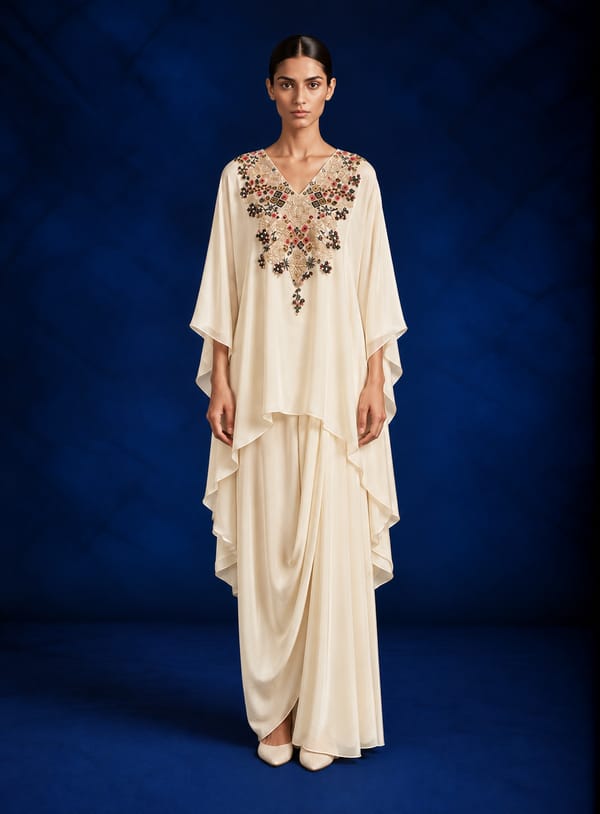 Cream Crepe Blossom Co-ord Set — 107 DEGREE