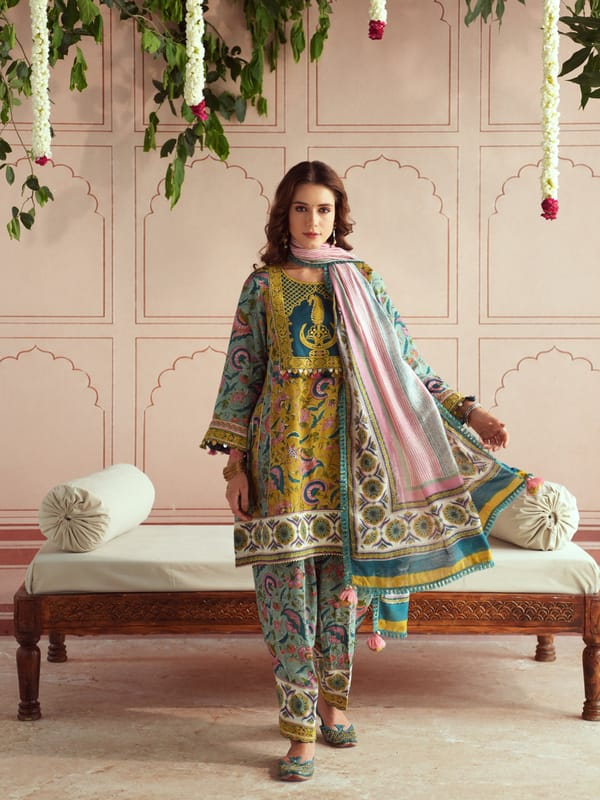 MIRA SHORT KALIDAAR KURTA WITH SALWAR AND DUPATTA — TASHA INDIA