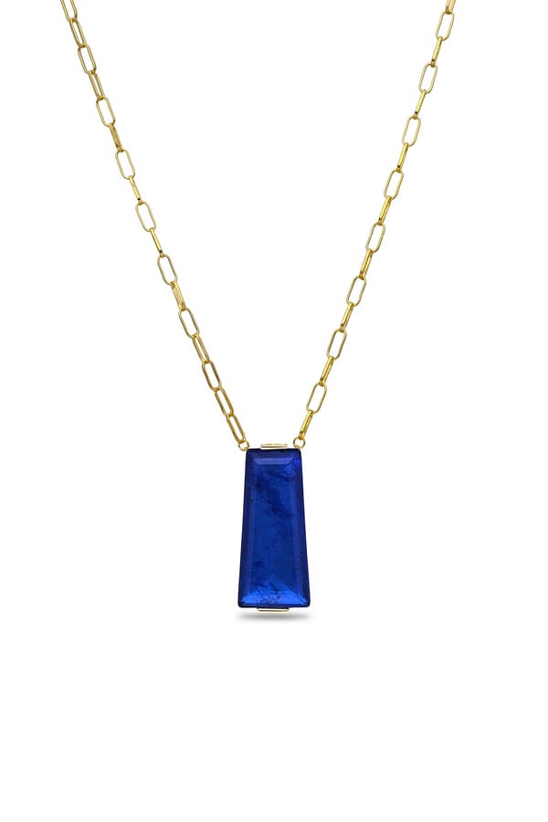 Dark Blue Mystic Moonstone Pendant With Chain — Miss Jo