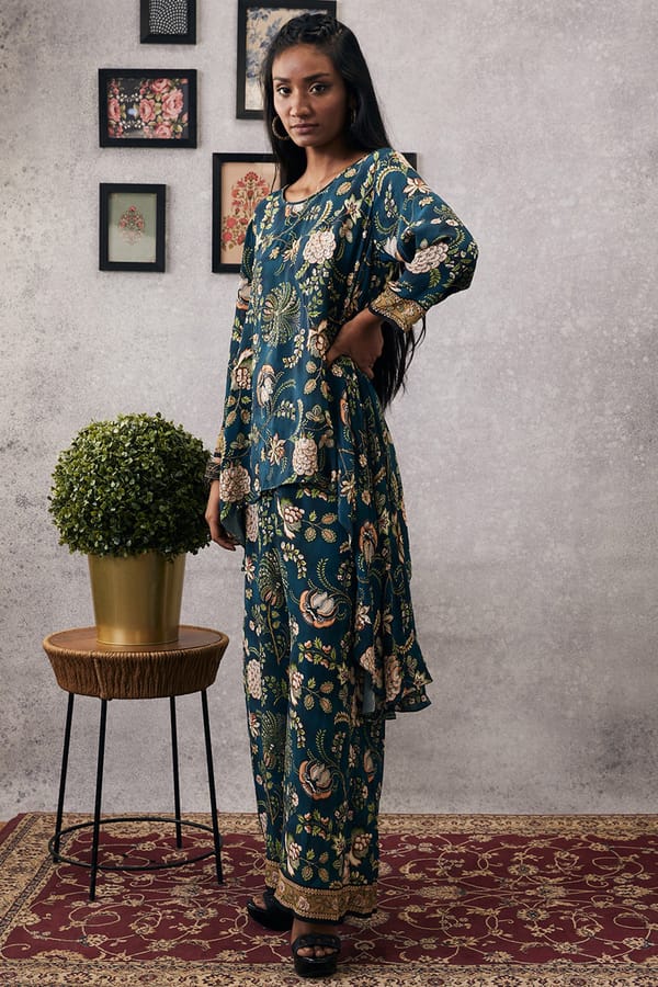 Mehr Embroidered Asymmetric Co-Ord Set — SOUP by Sougat Paul