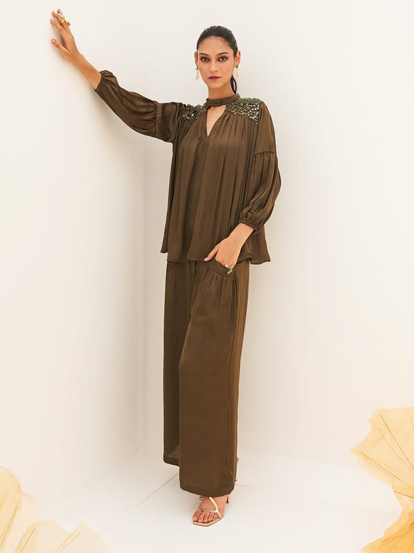 Celestial Dreams Embroidered Top And Pant Co-Ord Set — HOUSE OF FETT