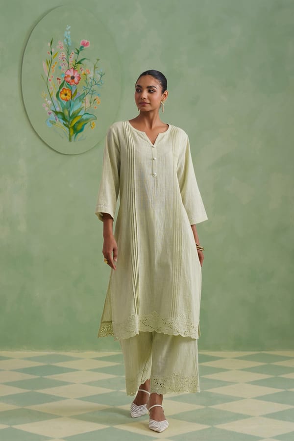 Cutwork Lace Kurta Set — KORAH STITCH