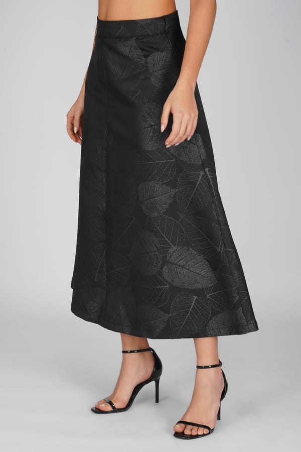 Jacquard Midi A Line Skirt — KIHIKI