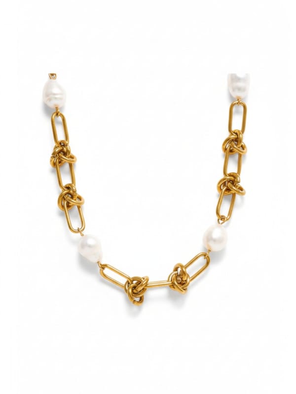 Natural Pearl Stainless Steel Chain Necklace Set — Cao Jewellery