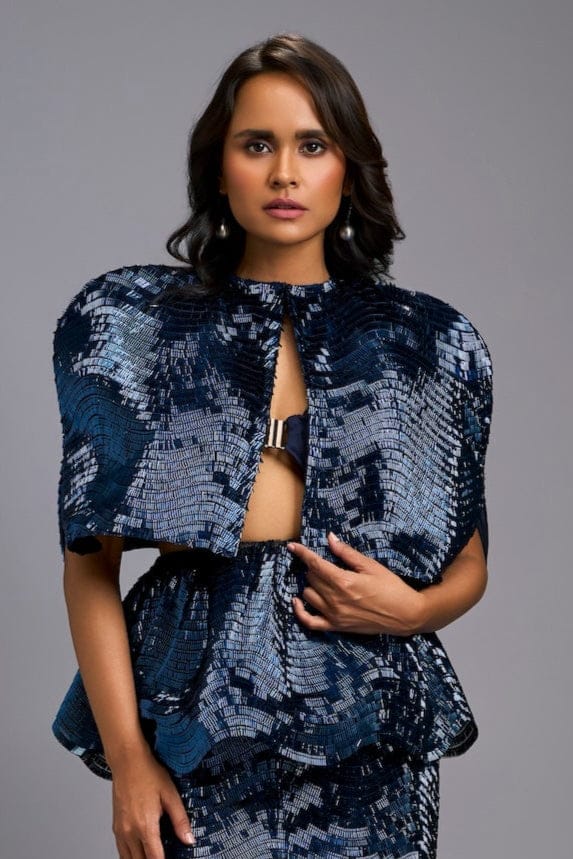 Structured Shimmer Cape — Deepika Arora