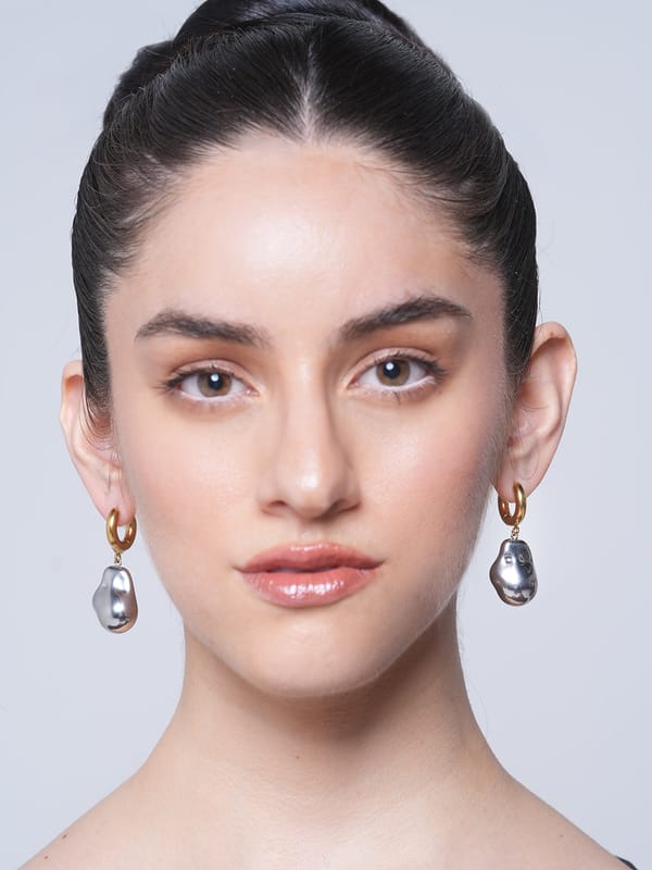 Two Tone Big Bead Pendant Earrings — Cao Jewellery