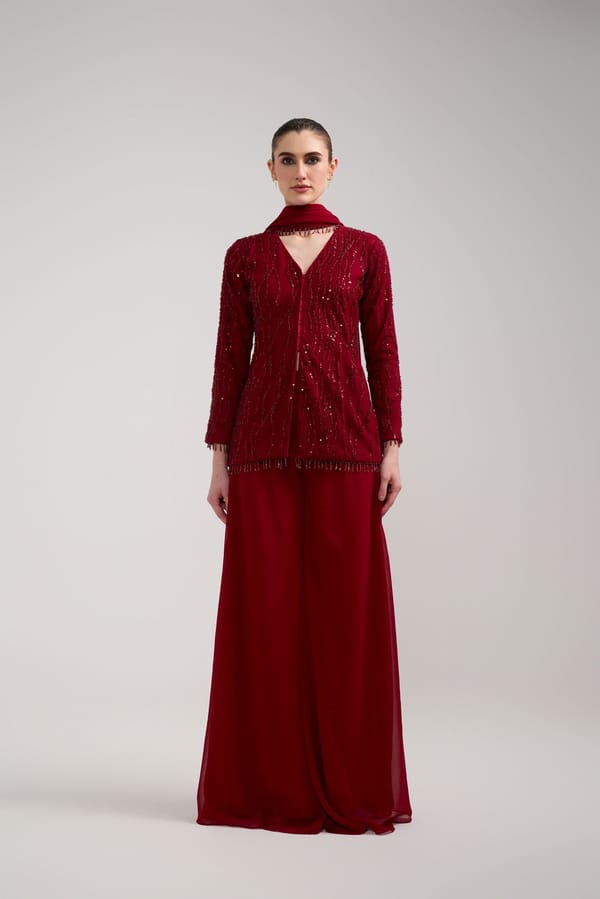 Sequin Beaded Sharara Set — Label IRIS