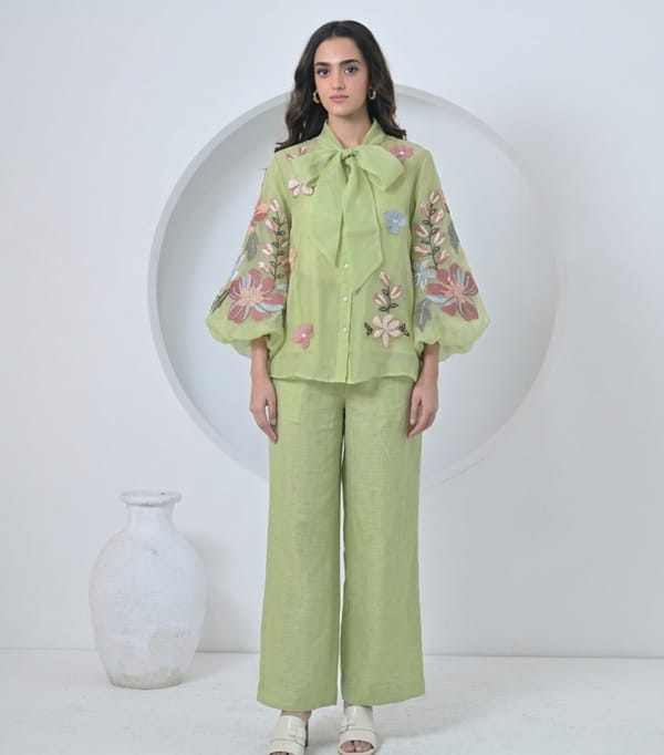 Dupion Big Fower Bow Tie Up Co-Ord Set — RUCHIKA MALLIKA LABEL