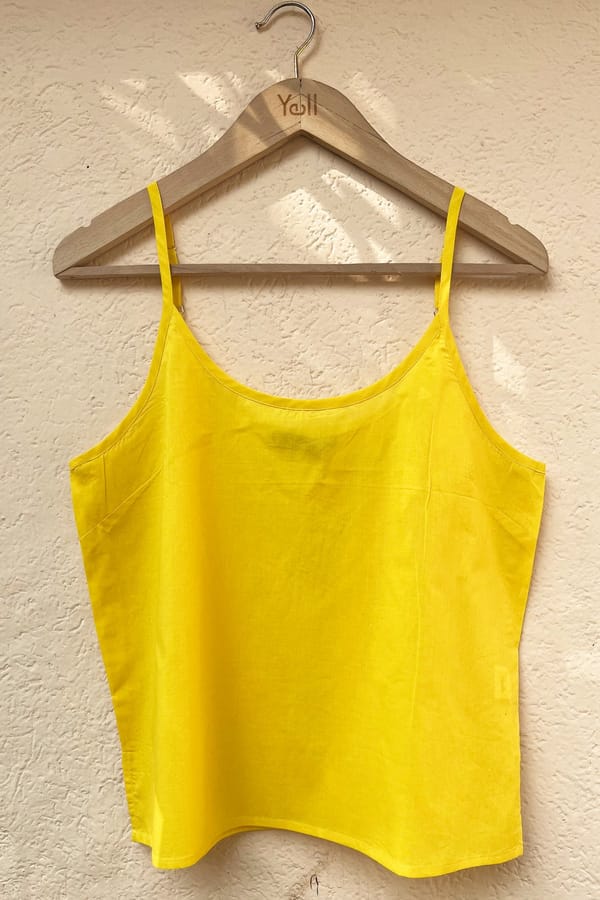 Mango Yellow Linen Spaghetti Strap Cami Top — YELL