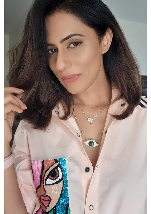 Light pink Shirt with Embroidered Pocket and Jogger Pants — Richa Goenka