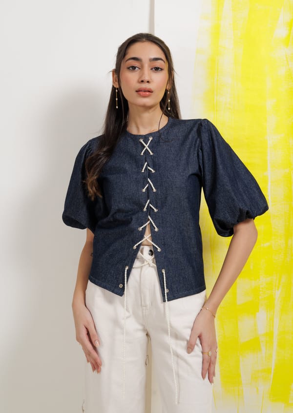 Denim glow top — OSE STUDIO