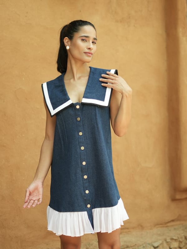 Blue Denim Sailor Dress — AKSH
