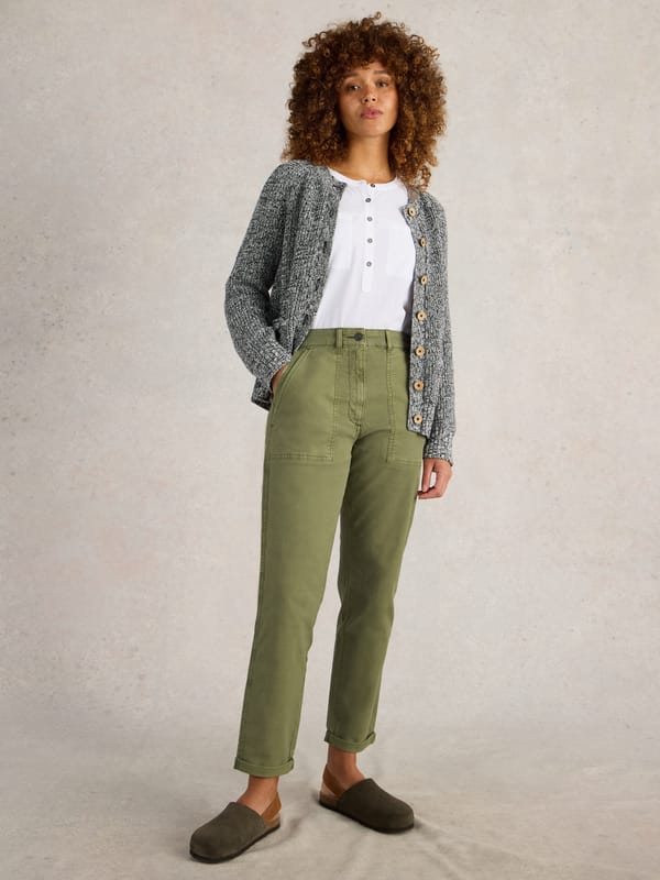 Khaki Green Relaxed-Fit Chino Trousers — White Stuff