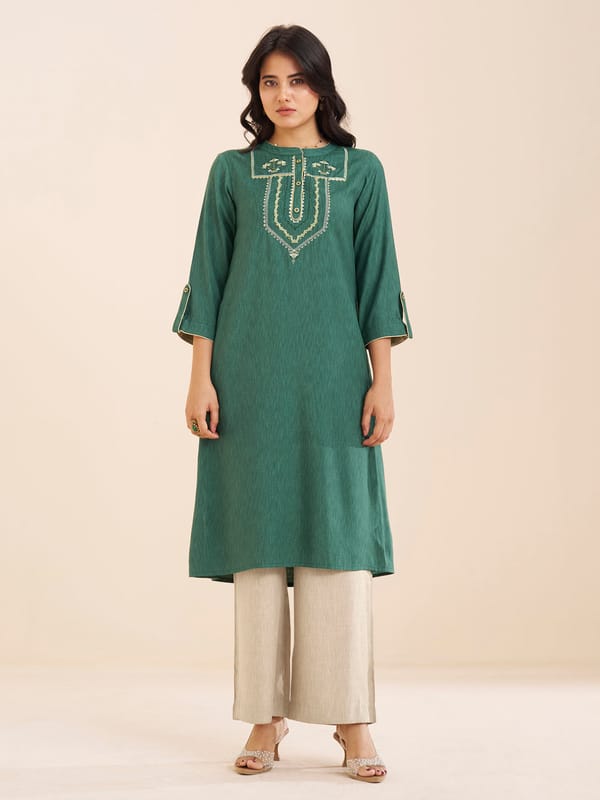 Classic Straight Viscose Blend Kurta — Truly SMA