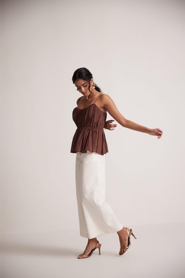 Off White Wide Leg With Side Pocket Cotton Trouser — Western Era