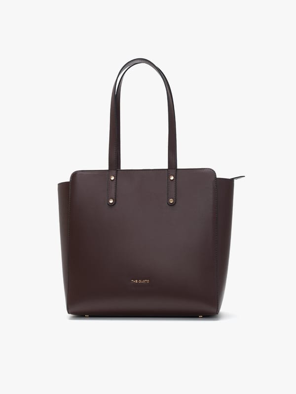 Beyond+ Tote with Zipper Coffee Brown — The Gusto
