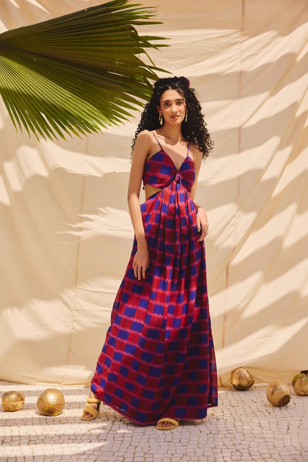 Multicolour Georgette Cut-Out Maxi Dress — Zip by Payal Zinal