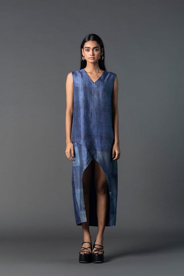 Array Bandhani Indigo Dress — CLOS
