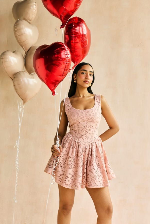 Natalia Blush Lace Corset Mini Dress — Lea Clothing