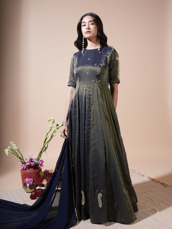 Navy Blue Keri Anarkali Set — KOMAL SHAH