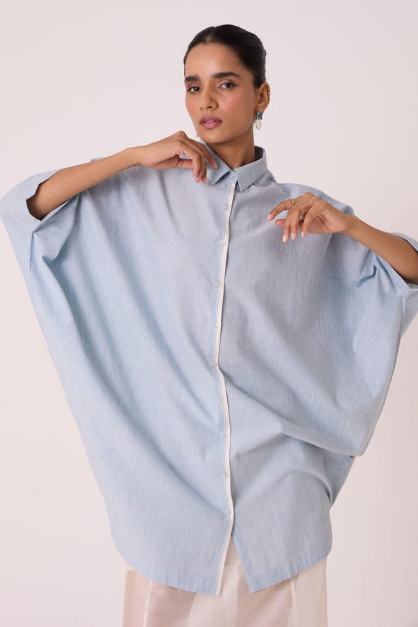 Perico Blue Handwoven Shirt — The Summer House
