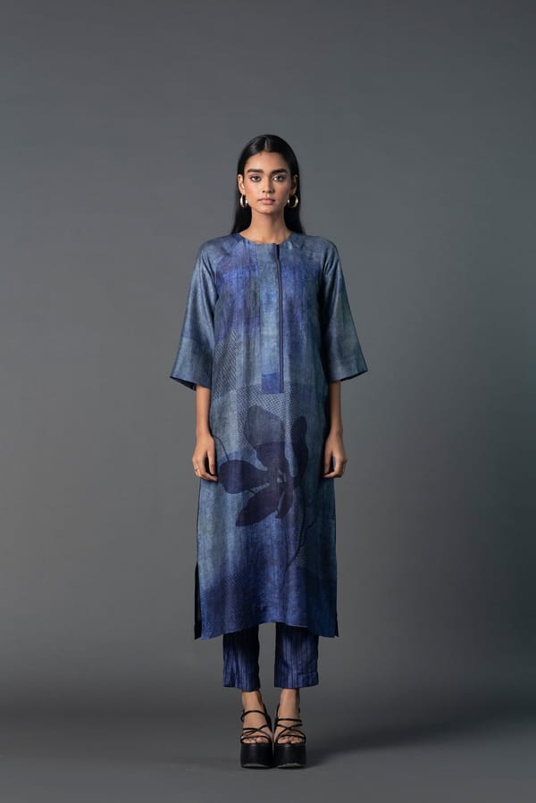 Array Bandhani Indigo Kurta Set — CLOS
