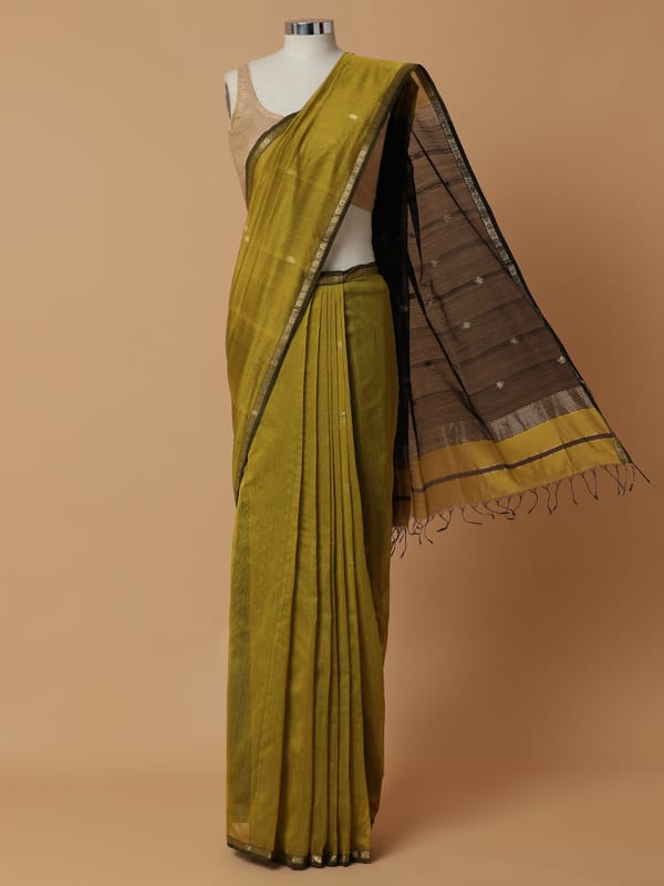 Maheshwari Cotton Silk Dark Mustard Chameli phool — BINKS