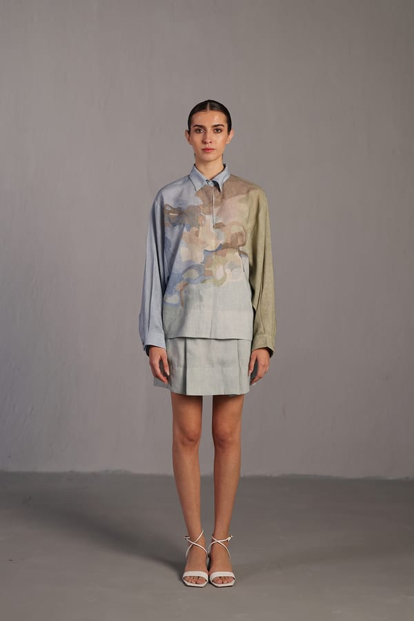 Diffuse Pastel Blue & Green Skirt Set — CLOS