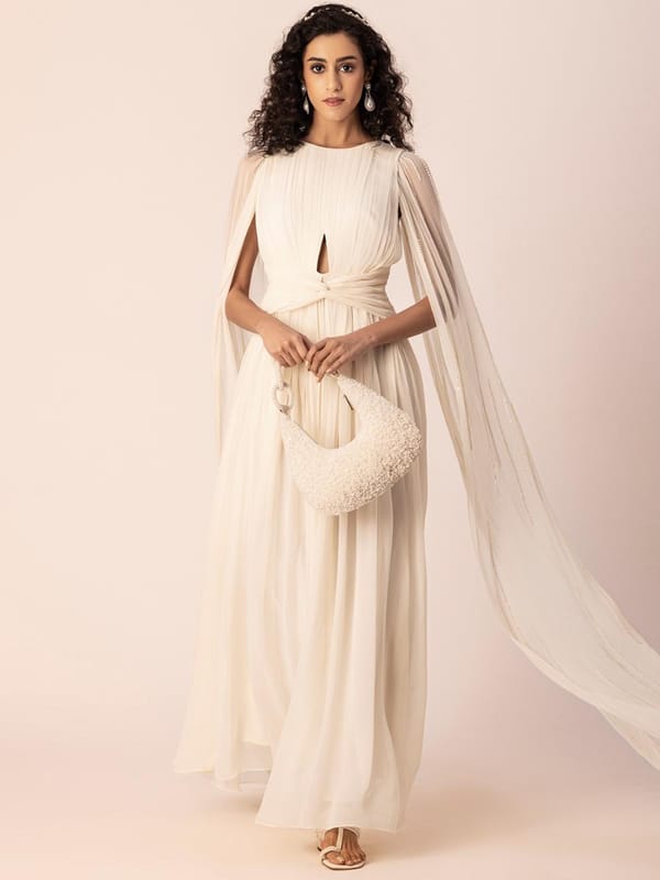 Ivory Pleated Gown — EWOKE STUDIO