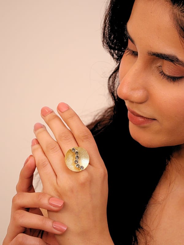Kamakshi Ring for Women 18K Gold Plated — Viana Jewels