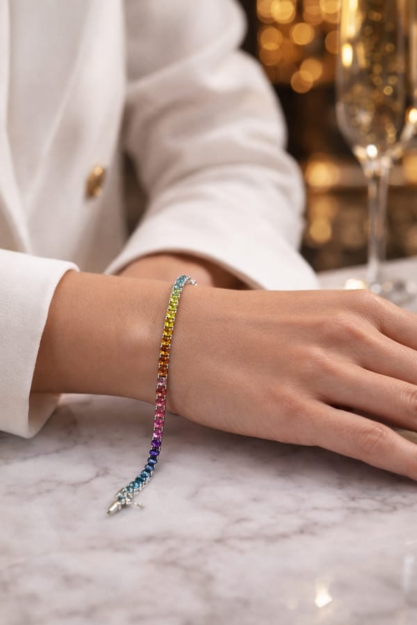Silvpop Rainbow Crystal Tennis Bracelet — SilvPop Jewels