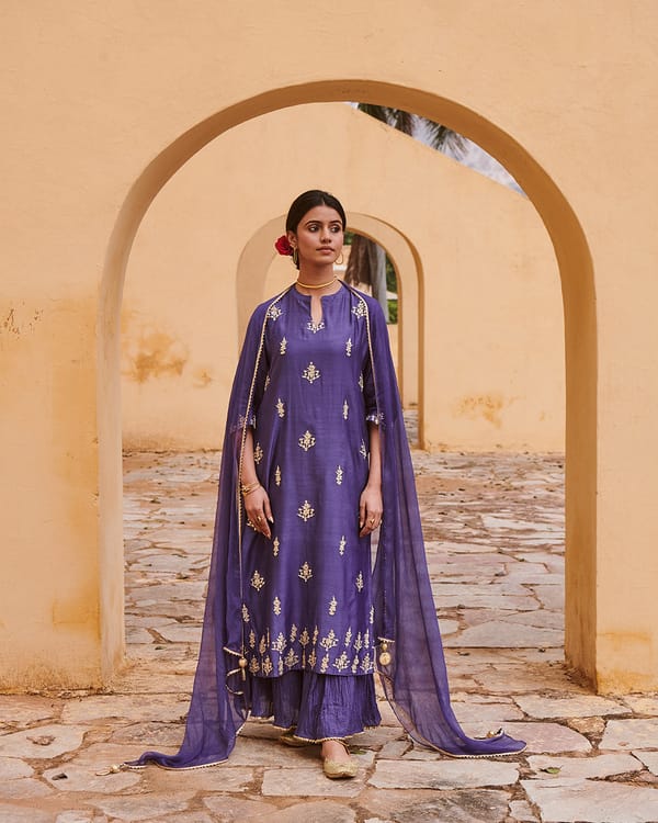Magnificent Viola Gota Work Chanderi Suit Set — Kameez
